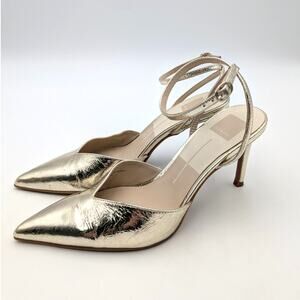 Dolce Vita Keisha Ankle Strap Pump Women's Pointed Toe Gold Metallic US8M EU38.5